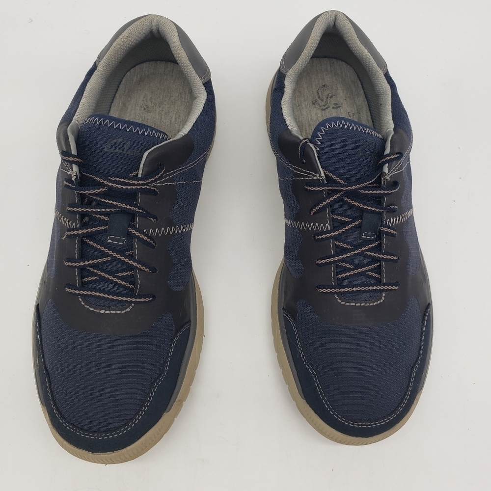 Clarks Shoes Mens 8.5 Votta Edge Blue Canvas Low Top Oxford Sneakers - Picture 2 of 9